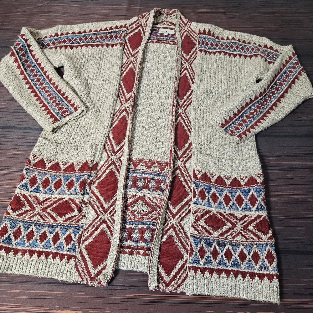 Lucky Brand Cardigan Sweater Women Medium‎ Textured Knit Relaxed Cozy Minimalist